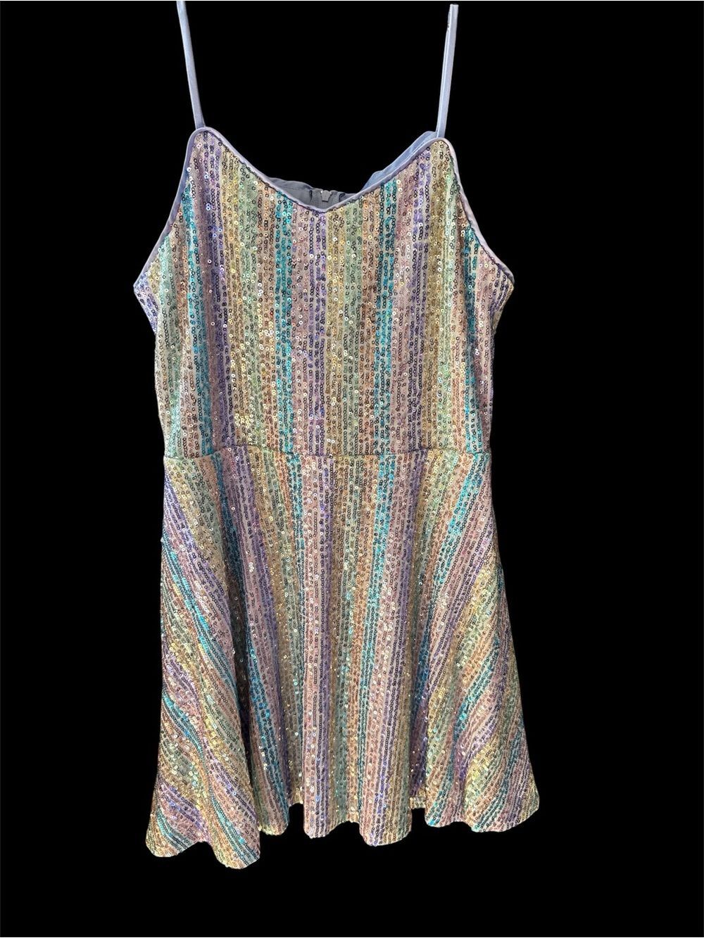 Kids Sequin Stripe Party Dress - Multicolor